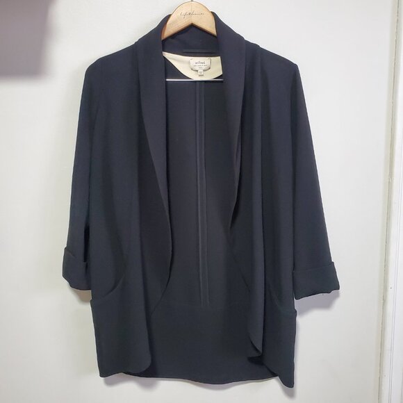 WILFRED Aritzia The North Blazer Open Front Crepe Shawl Collar Black Women's 4 - Picture 2 of 11